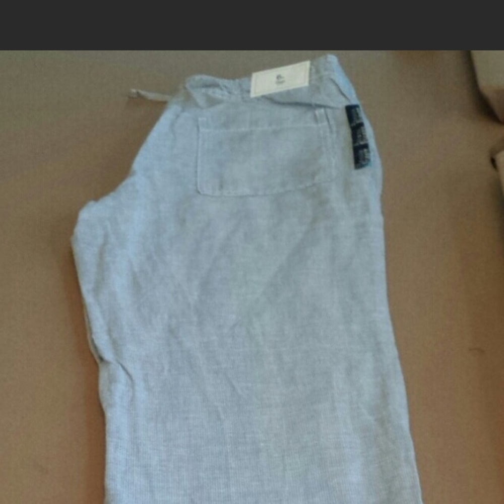Gap wide leg pants linen blue and white nwt 6